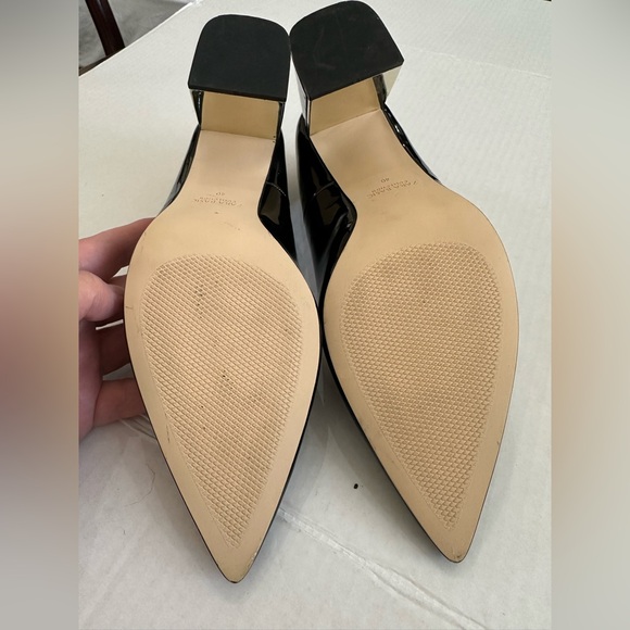 Zara Black Patent Leather 2.5” Mirror Block Heels size 40 - Picture 4 of 5